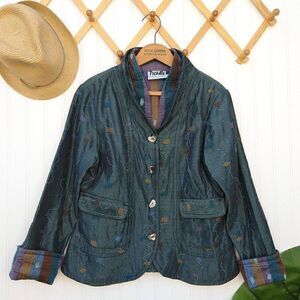 Treadle Design Room Art to Wear Jacket Size S Textile Mixed Media Vtg Tapestry